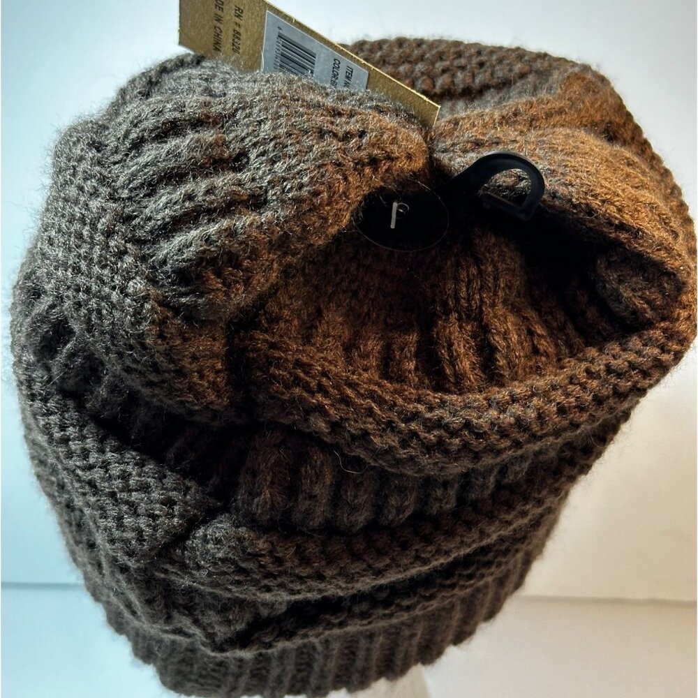 C.C Exclusives Brown Knit Beanie Ski Hat For Adults NWT - Picture 4 of 5
